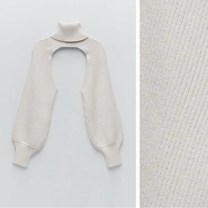 Zara Ecru Knit Arm Warmers. Size M.